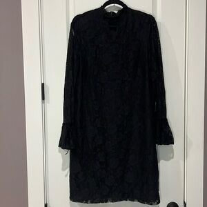 Libby Edelman Long Sleeve Black Lace Dress Size xl